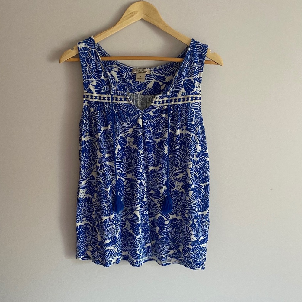 Lucky Brand Blue and White Tank Top Size Medium